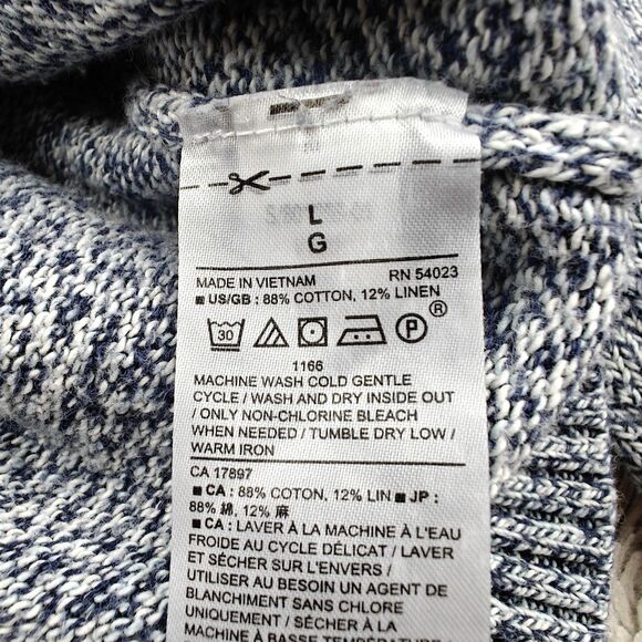 Banana Republic Crewneck Sweater Men's L Blue White Cotton Linen - Picture 4 of 6